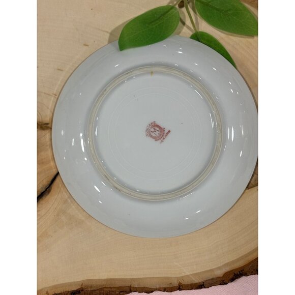 Vintage Noritake Floral Trimmed Saucer Plates Green Border Set of 2 Replacement - Picture 7 of 10